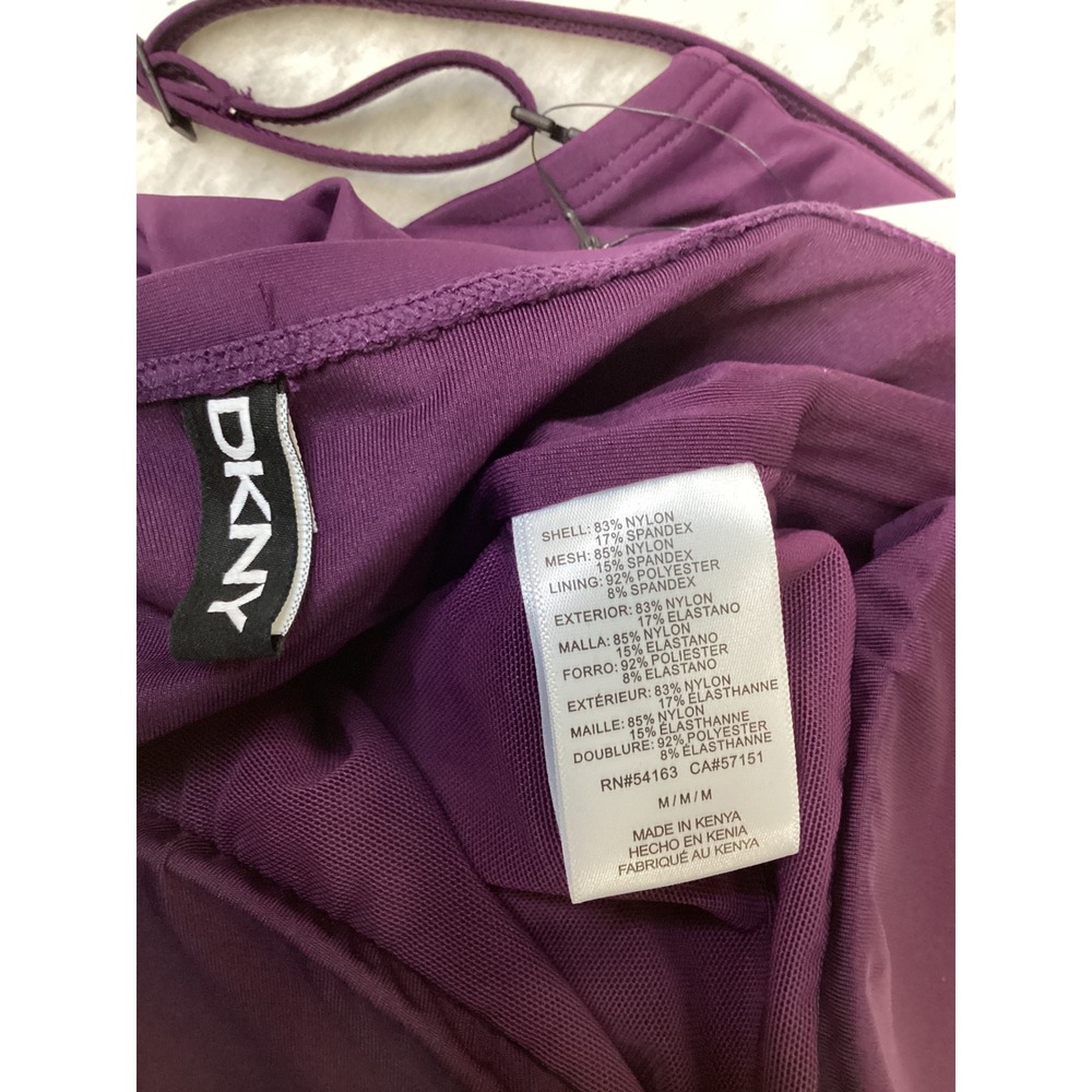 DKNY Womens Purple Ruched U-Wire Bandeau One Piece Swimsuit 1943727 New M - Picture 5 of 5